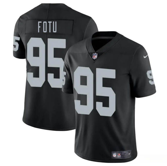 Men's Las Vegas Raiders #95 Leki Fotu Black 2025 Vapor Stitched Football Jersey